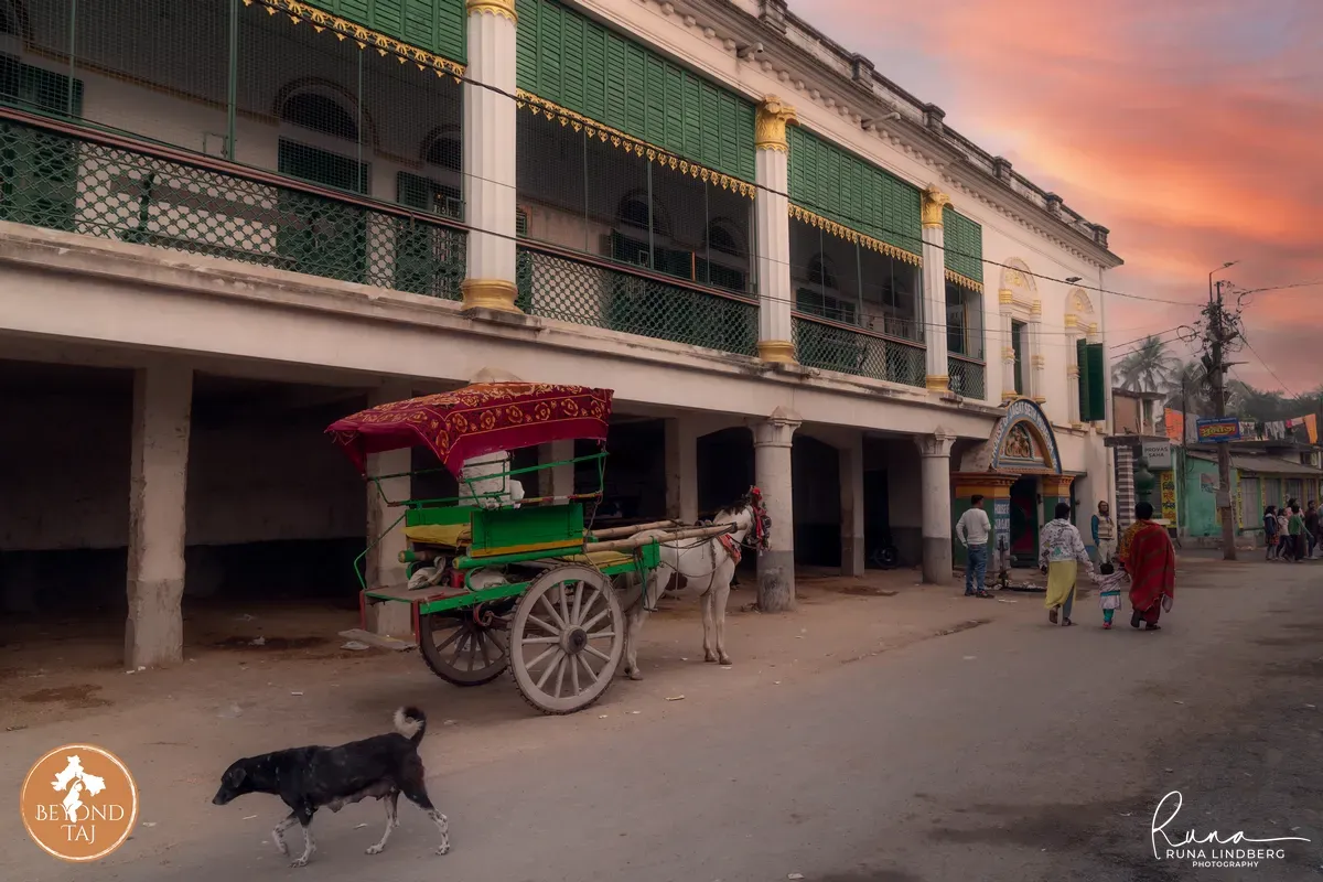 pony cart in front of old rajbari